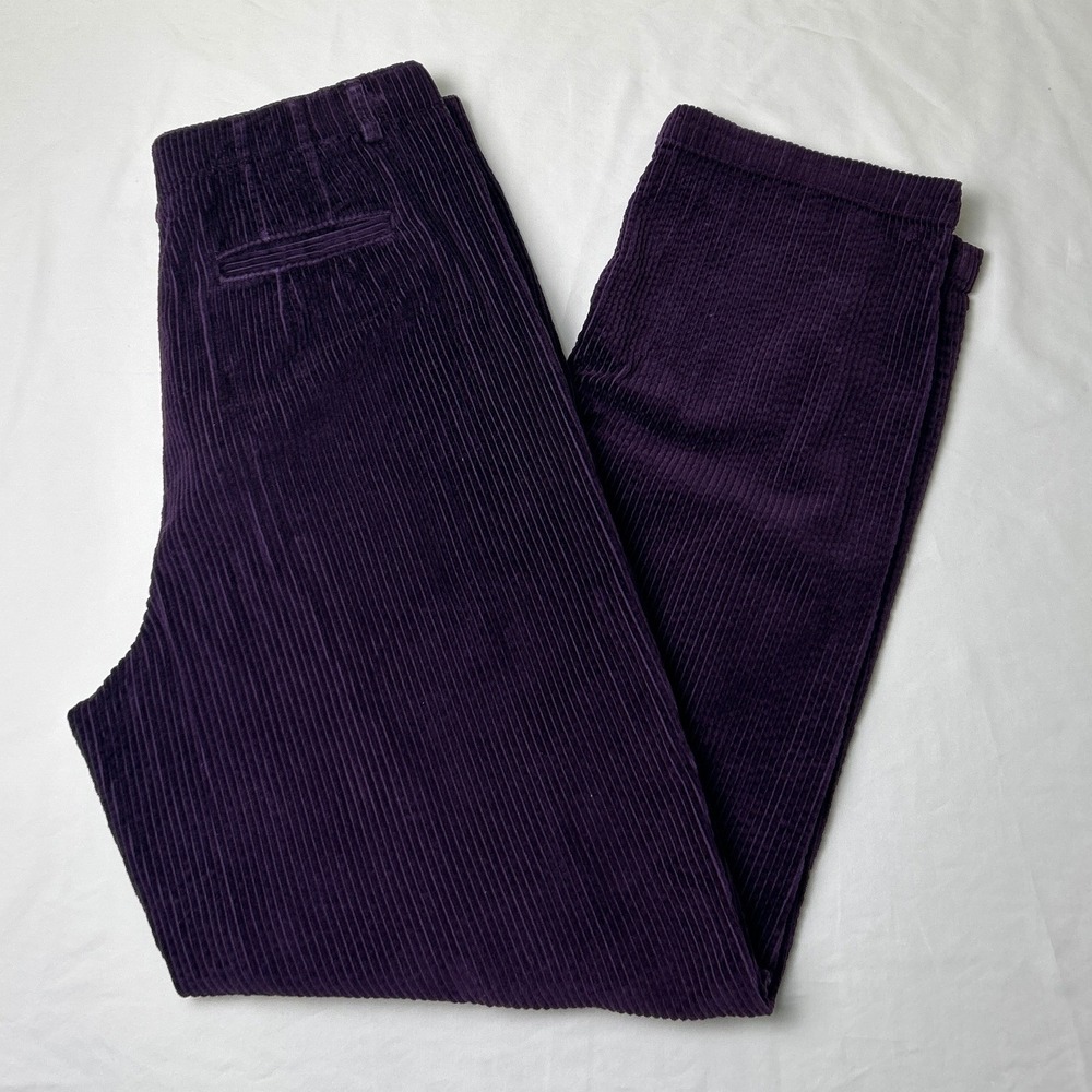 Talbots Womens Vintage High Rise Wide Wale Corduroy Straight Leg Pants 8 Purple